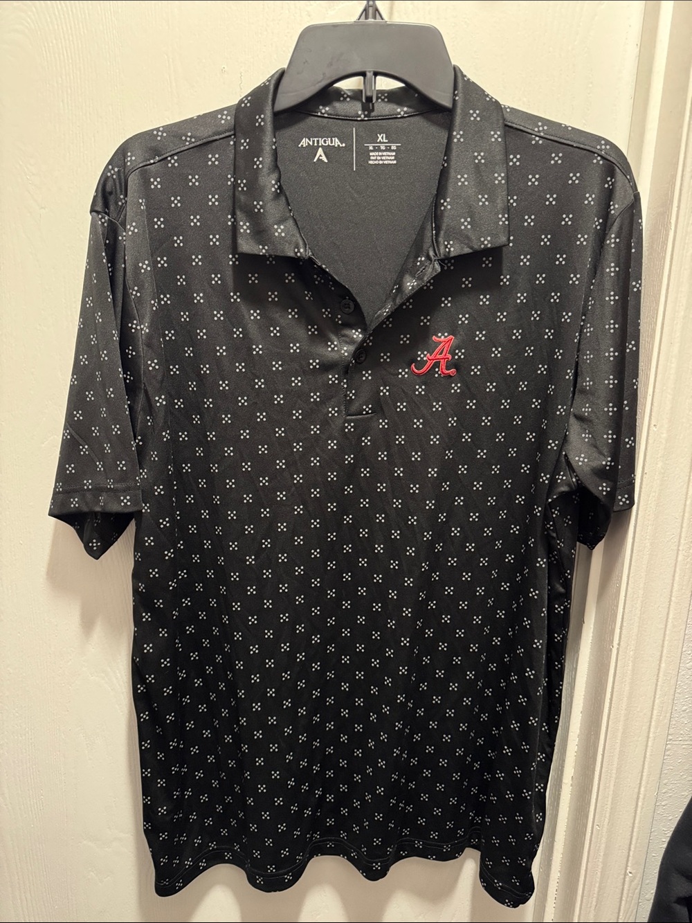 Antigua Men's Black Polo with Red 'A' Logo
